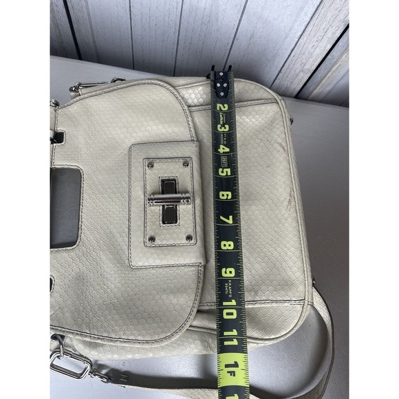 Banana Republic Leather Satchel Bag Top Handle Cream Croc Embossed - Picture 9 of 9